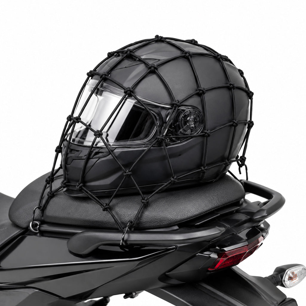 Motorcycle Helmet Elastic Bungee Cargo Net with Hooks Black_1