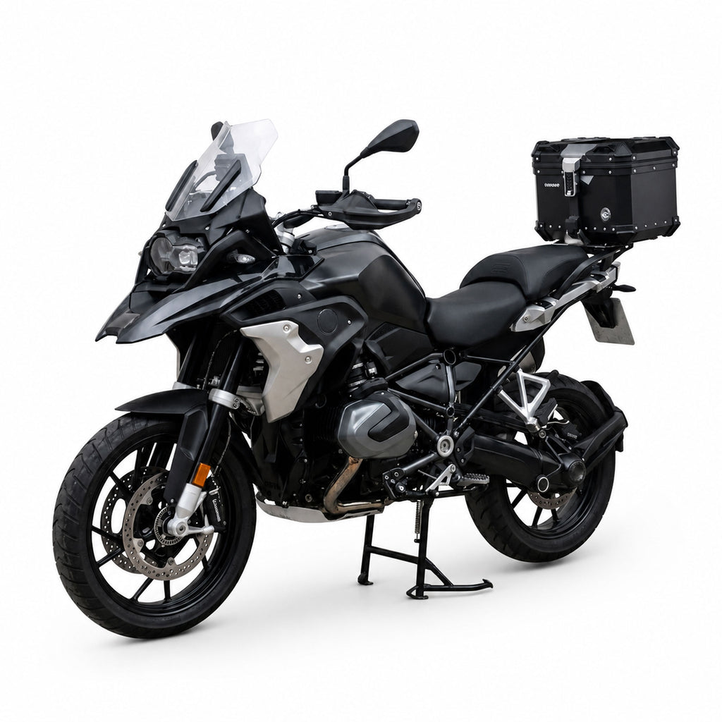 COOCASE 38L Motorcycle Top Luggage Box & Top Rack Case Black Rear - 855572