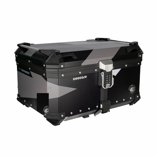 COOCASE 65L Motorcycle Top Case Geometry Black Grey Aluminum Top Box - 855574