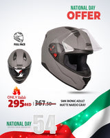 SMK Bionic Full Face Motorcycle Helmet – Grey/Black | UAE National Day Offer