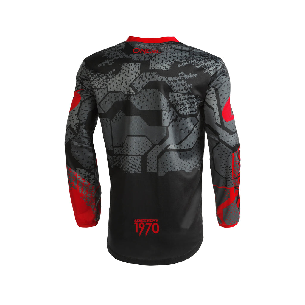 O'NEAL Racing Element Longsleeve Jersey Camo V.22 with Pant -Moisture Wicking Material Cycling Full Suit, Black/Red - 069967