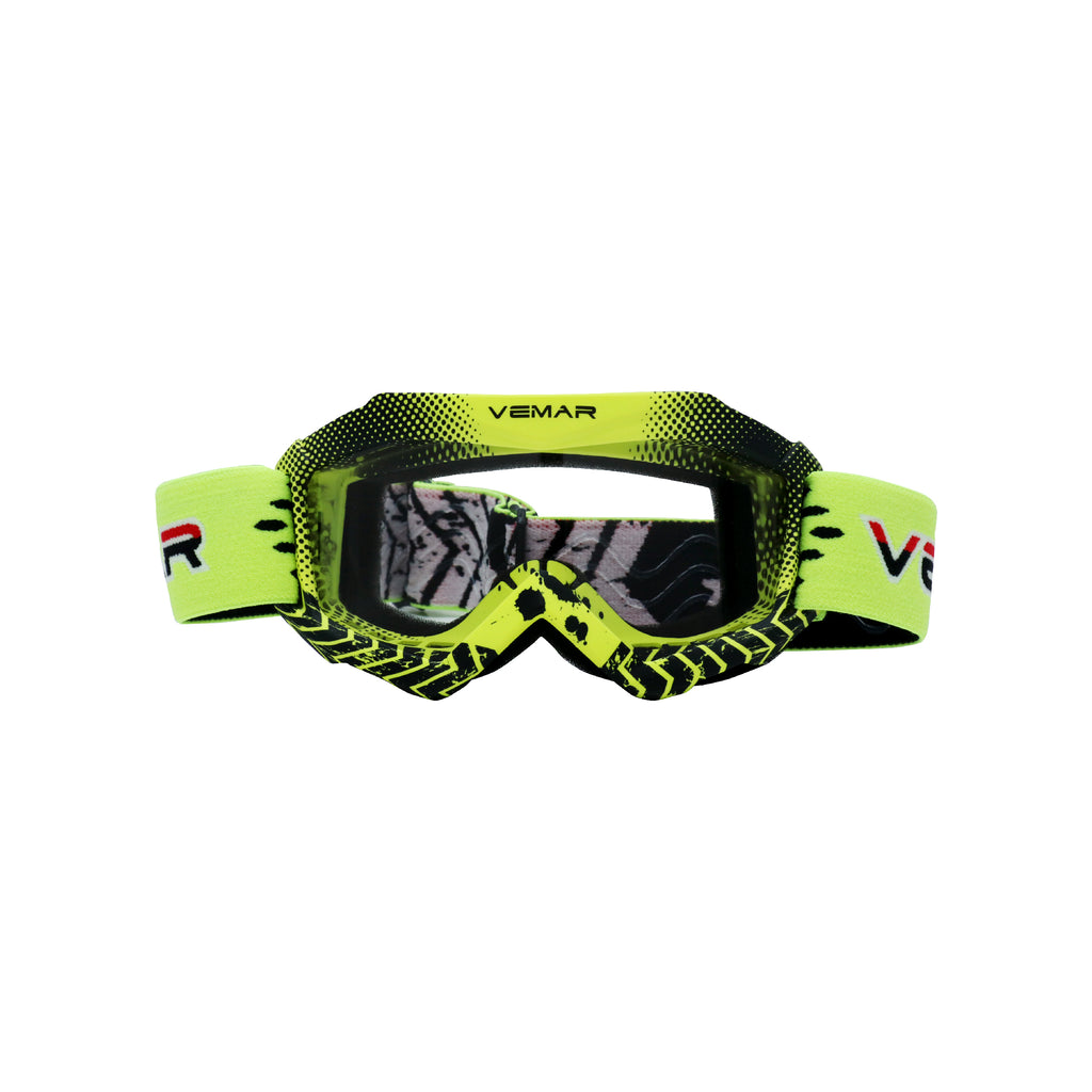 VEMAR Kid's Protective On/Off-Road Dirt Bike Goggles - Fluorescent Green_1