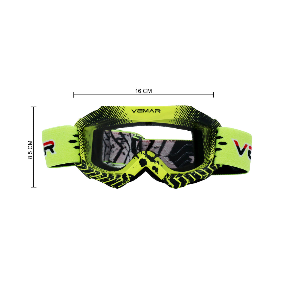 VEMAR Kid's Protective On/Off-Road Dirt Bike Goggles - Fluorescent Green Color 708105