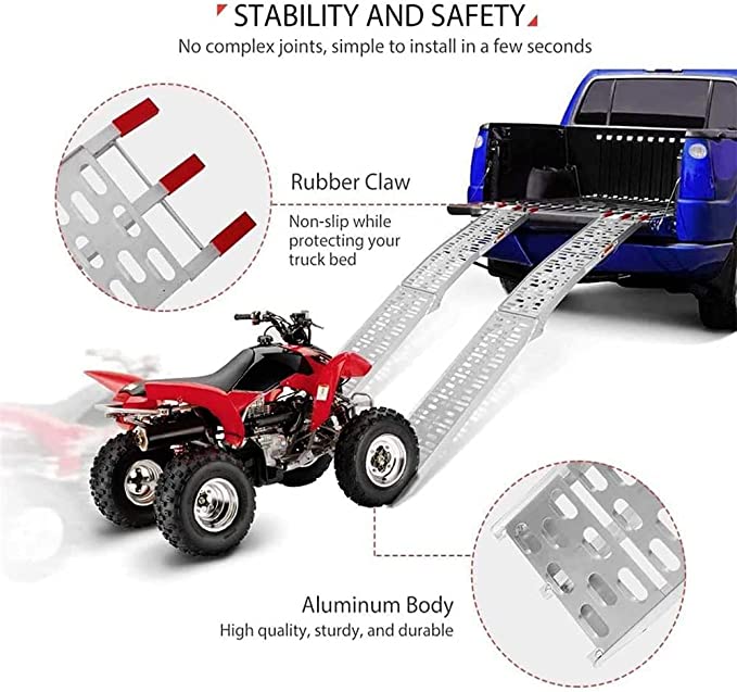 2PC Aluminum Loading Ramps with Easy Rubber Handle AK-80401_5