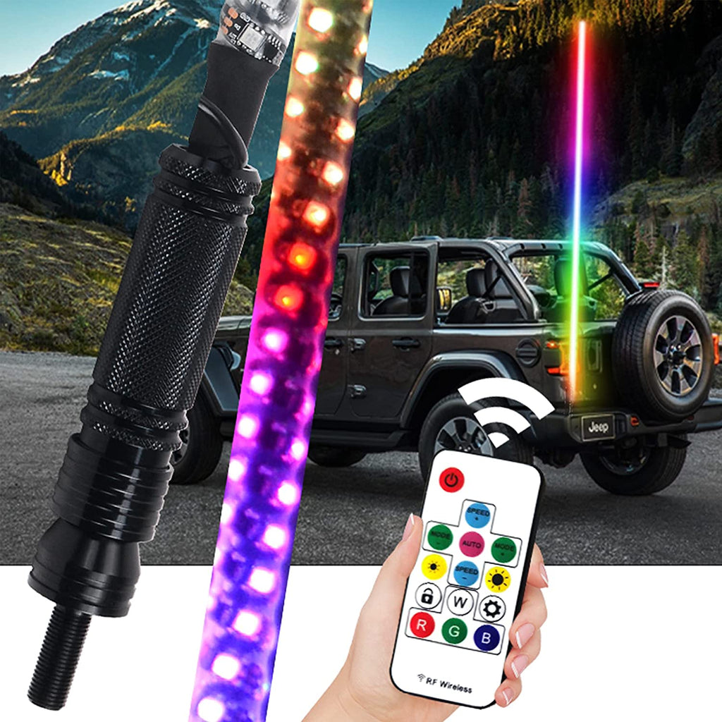 WRAPPED DREAM COLOR REMOTE CONTROL SPIRAL ANTENNA WHIP LIGHT RGB LED STRIP 4 FEET HEIGHT - 100336