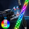 REMOTE CONTROL SPIRAL ANTENNA WHIP LIGHT RGB LED STRIP WRAPPED RWB MULTICOLOR 6 FEET HEIGHT-100338