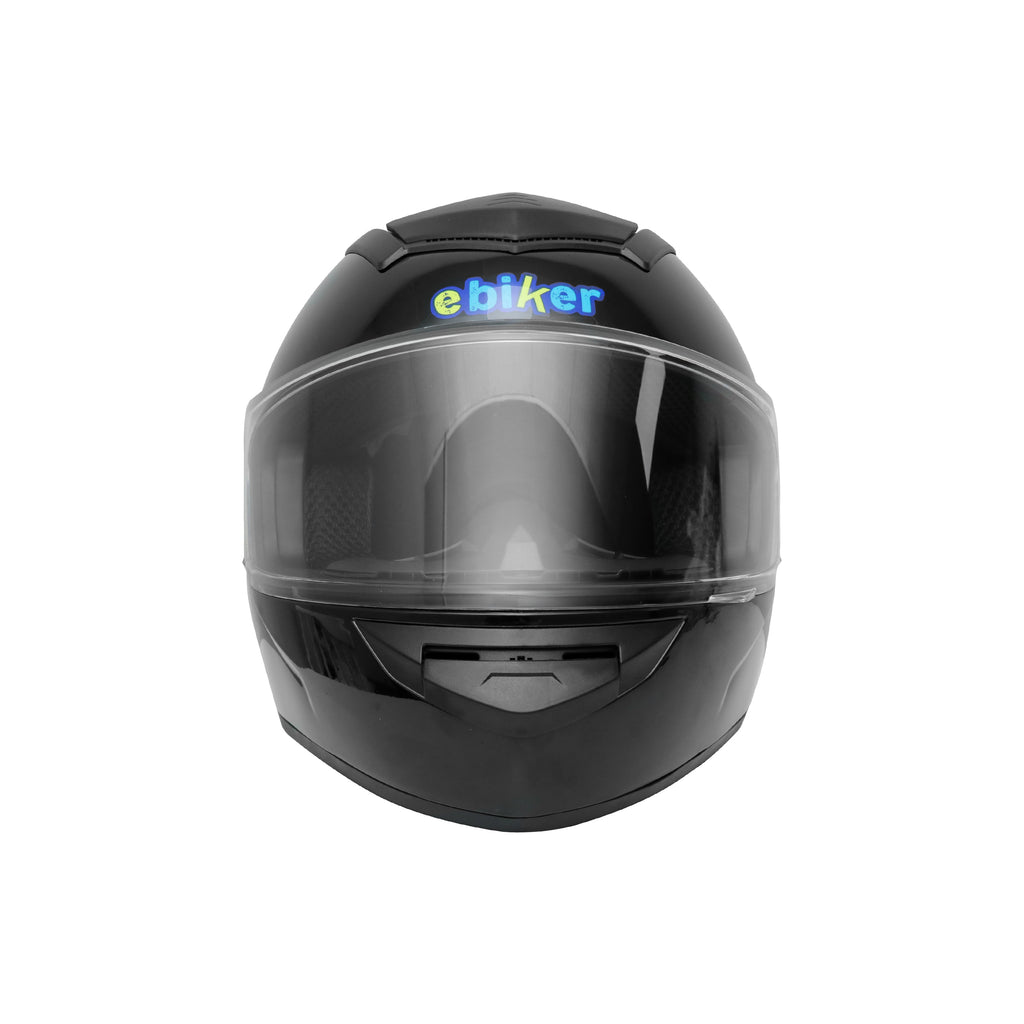 Ebiker Full Face Motorcycle Street Bike Helmet | Lightweight DOT Approved Scratch Resistant & UV Resistant Helmet, Gloss Black - 835548