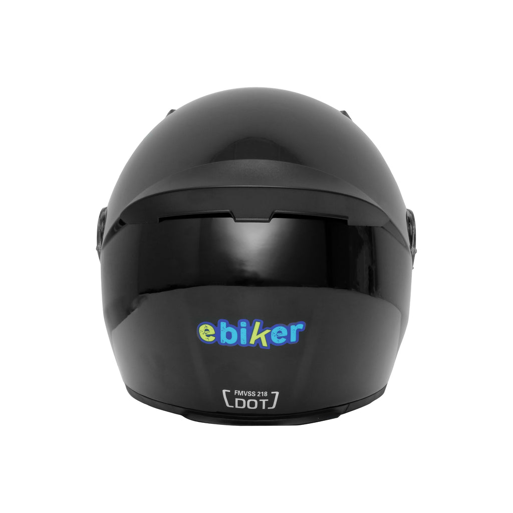 Ebiker Full Face Motorcycle Street Bike Helmet | Lightweight DOT Approved Scratch Resistant & UV Resistant Helmet, Gloss Black - 835548