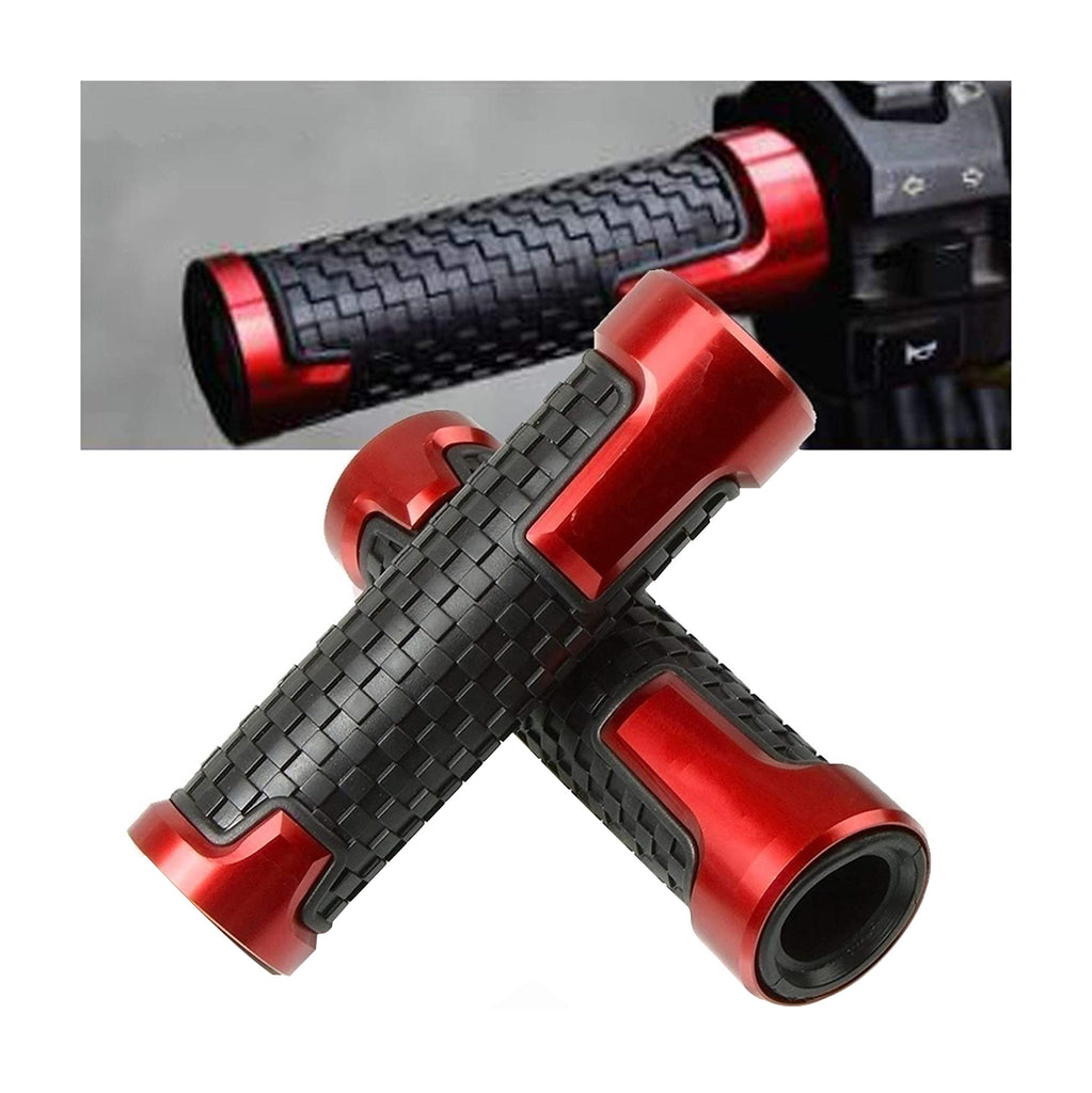 Pair of 7/8''22mm Motorcycle Handlebar Non-Slip Rubber Handle Grips, Red - EB11240000