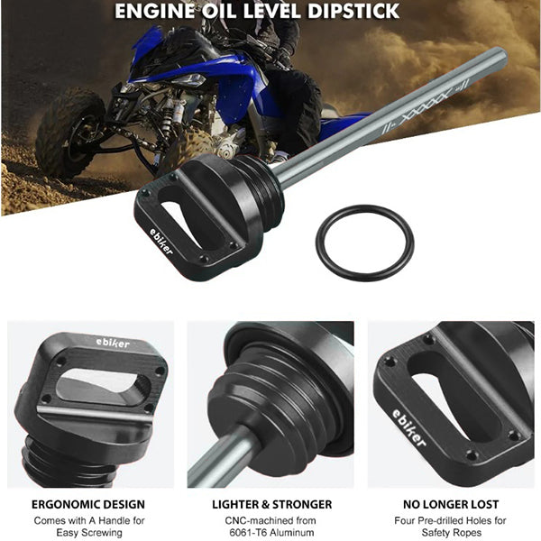 Oil Dipstick Level Gauge Check Dip Stick For Yamaha Raptor 700R, Black - EB11240419